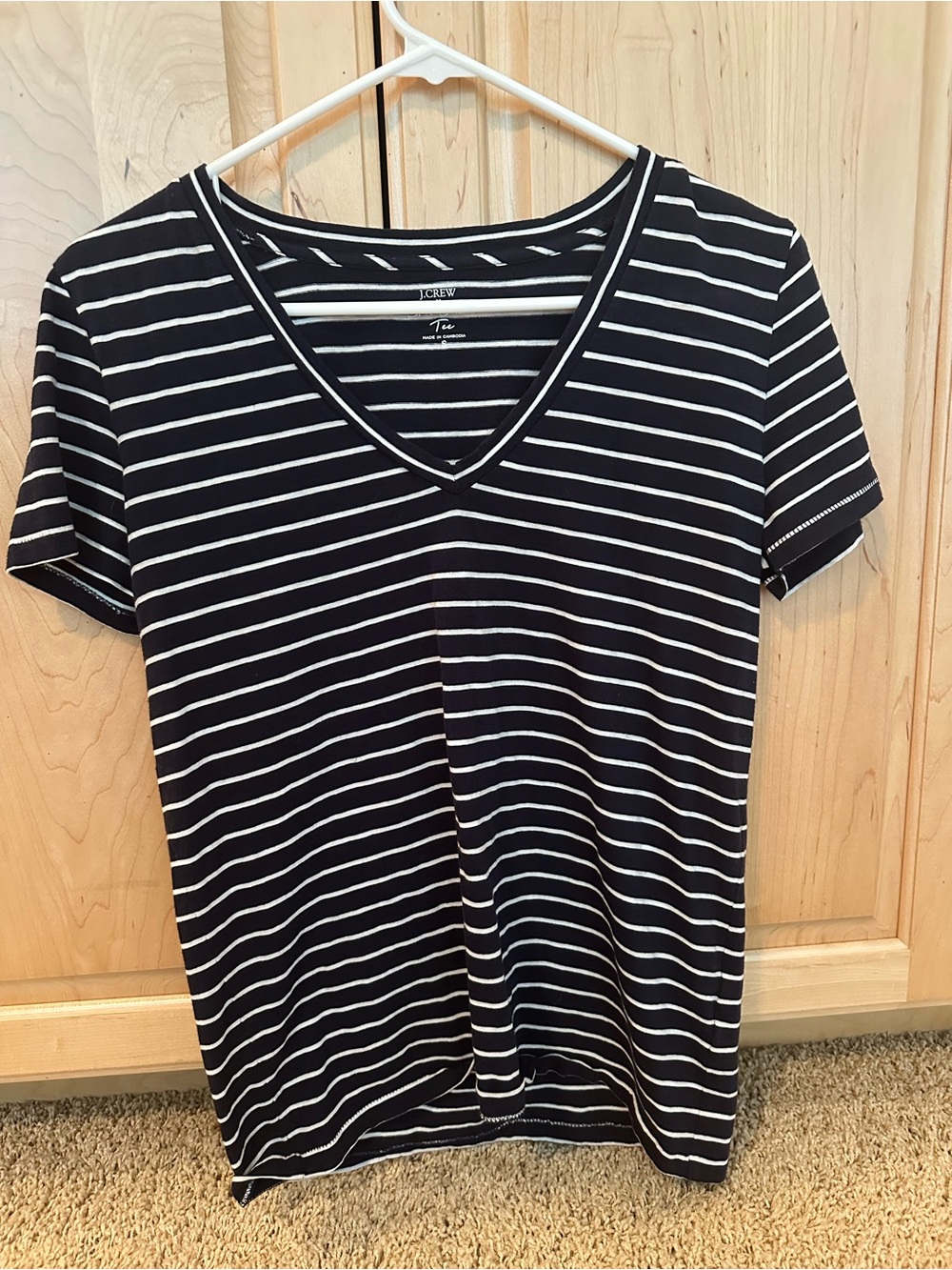 J. Crew Navy and White Striped V-Neck Tee. Washed once but never wore.